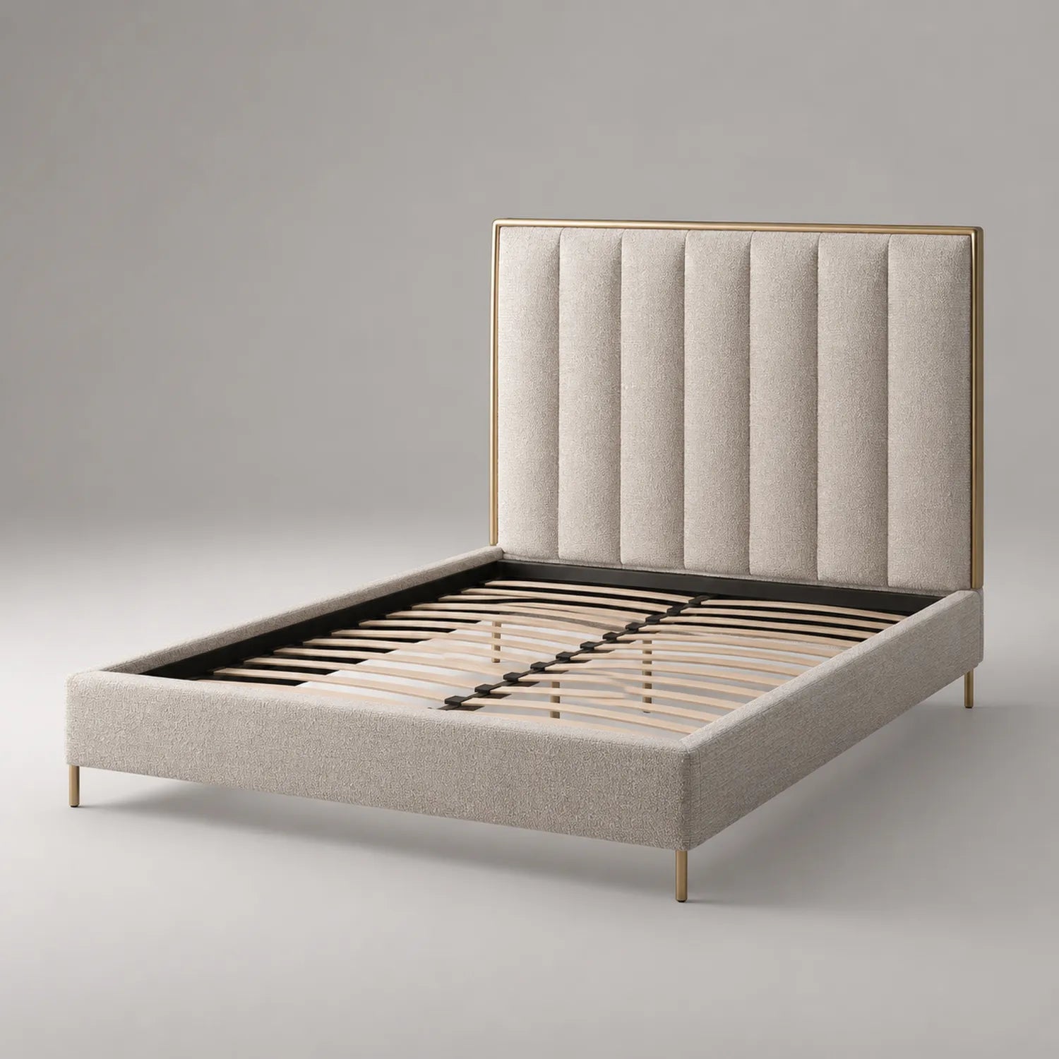 Stoffbett mit Metallrahmen und Polyestergewebe 200x180cm Beige