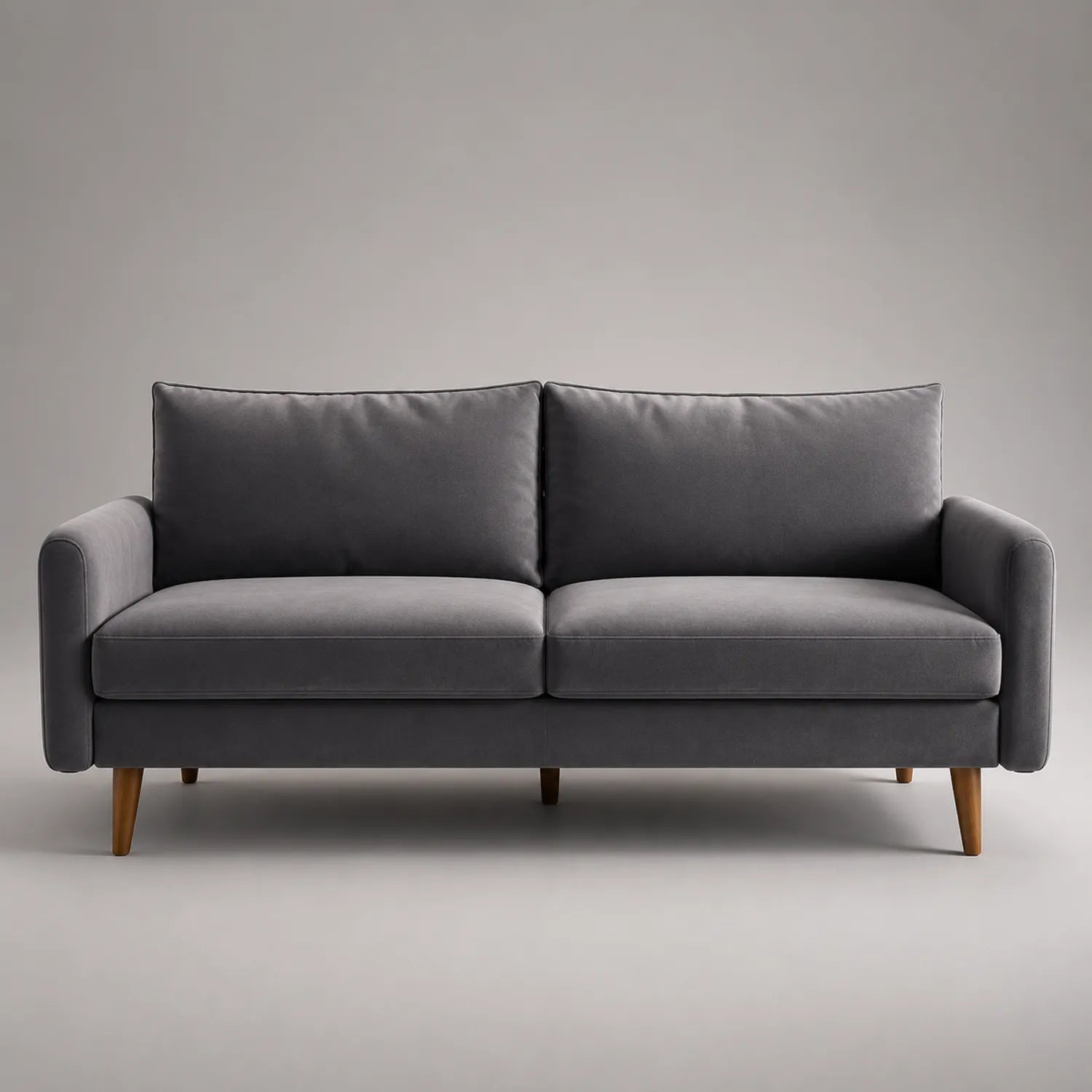 Zweisitzer Sofa Stoff Grau Holzbeine