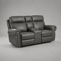 2-Sitzer Ledersofa mit Getränkehalter Dunkelgrau