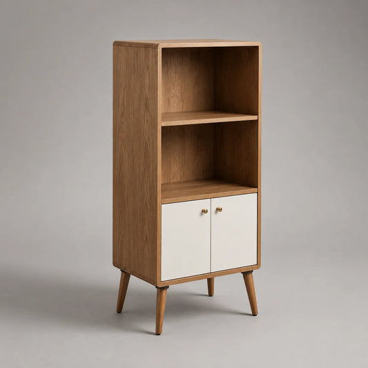 Bücherregal mit Türen Eichenfurnier und MDF 115cm
