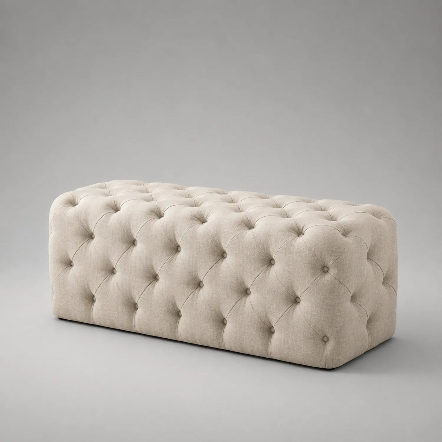 Leinen Sitzbank Polsterung Beige 120x45x45cm